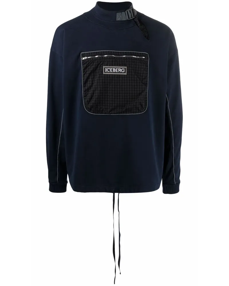 Iceberg Sweatshirt mit Brusttasche Blau