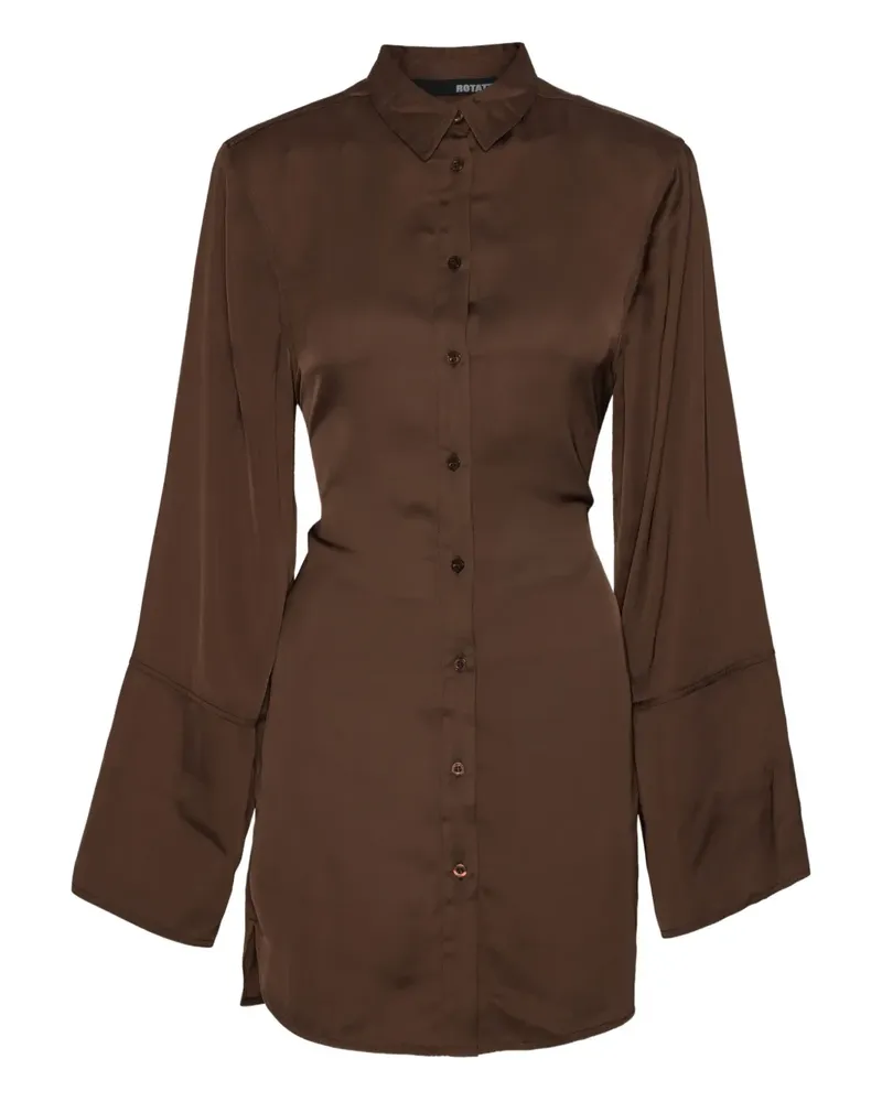 ROTATE Birger Christensen Hemdkleid mit Schleifengürtel - Braun Braun
