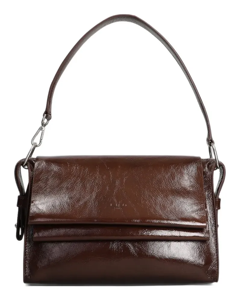 IRO Camera Loop Schultertasche aus Lackleder in Knitteroptik - Braun Braun