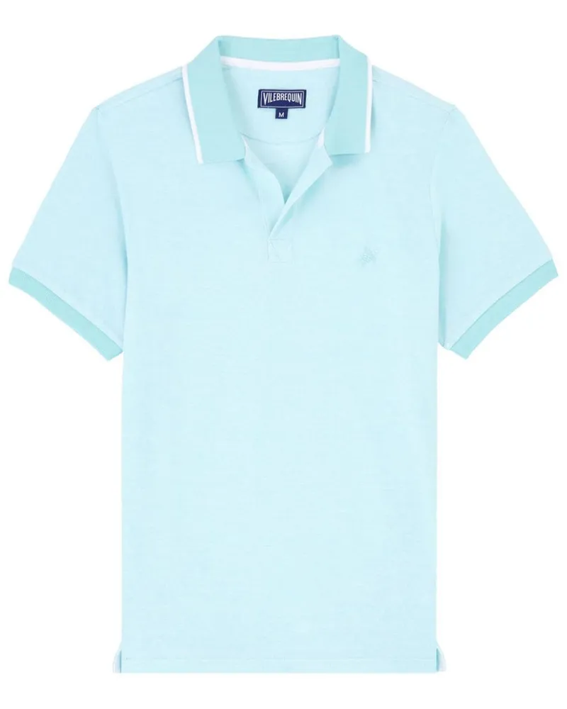 Vilebrequin Besticktes Poloshirt aus Bio-Baumwolle Blau