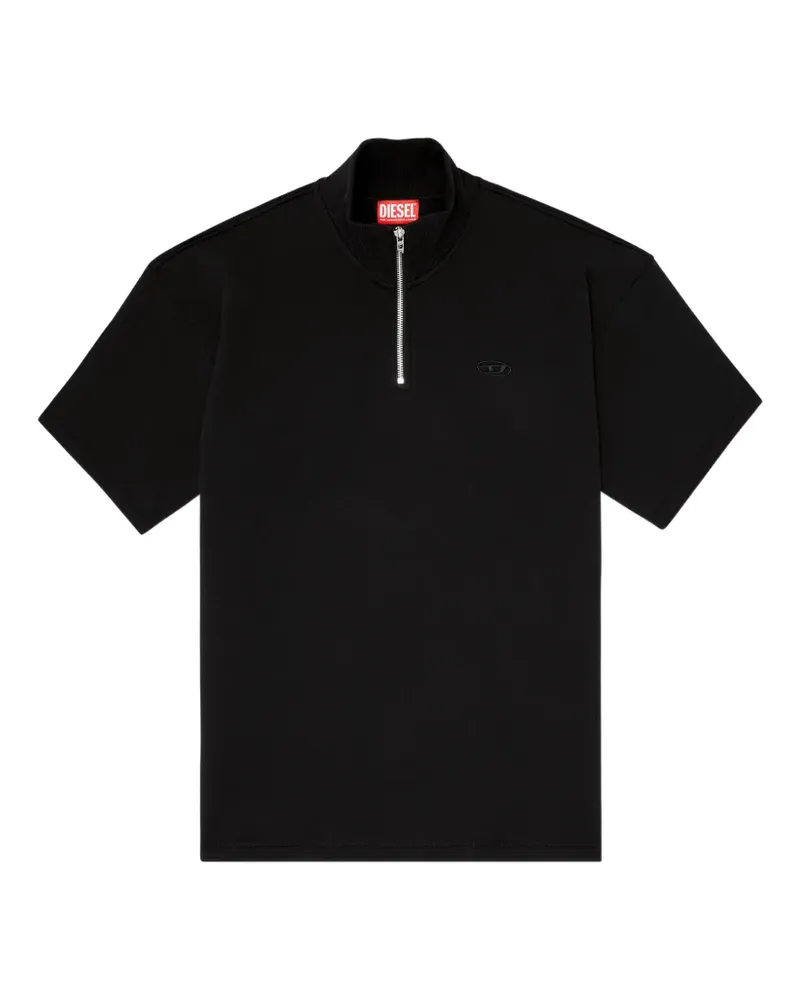 Diesel short-sleeve half-zip sweatshirt in light scuba - Schwarz Schwarz