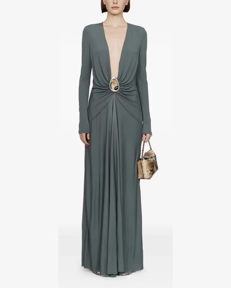 Christopher Esber Orica Crystal Ruched V-neck dress - Grau Grau