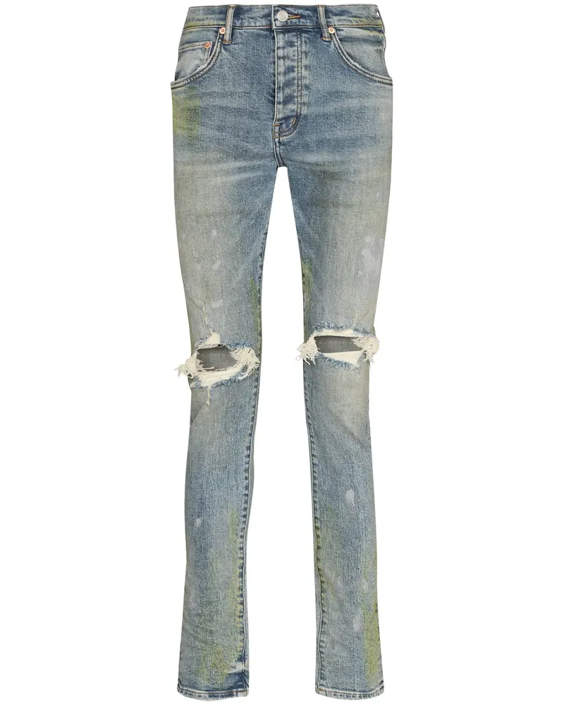 PURPLE BRAND Slim-Fit-Jeans im Distressed-Look - Blau Blau