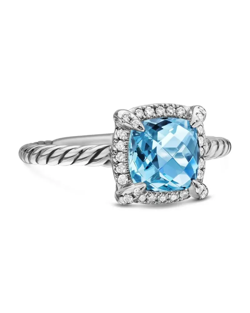 David Yurman Petite Chatelaine Ring mit Topas und Diamanten 7mm - Silber Silber
