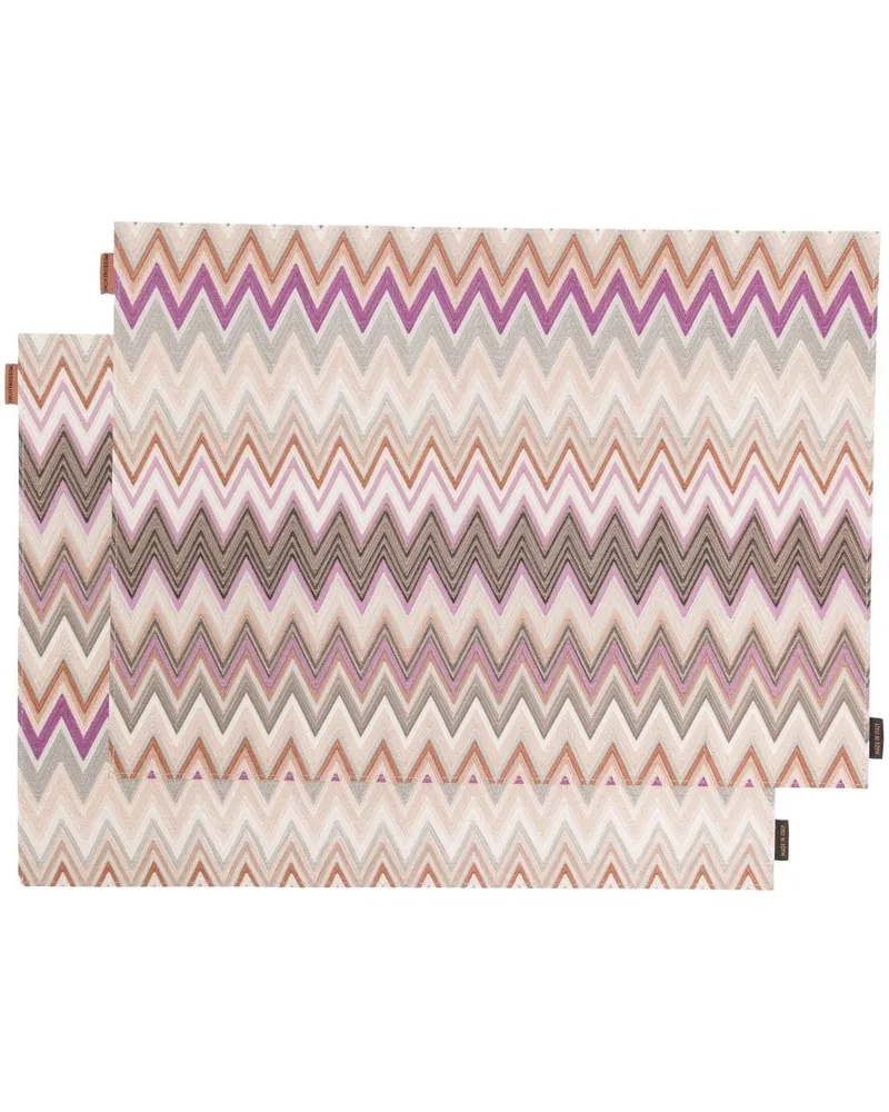 Missoni Home Set aus zwei gemusterten Tischsets Nude