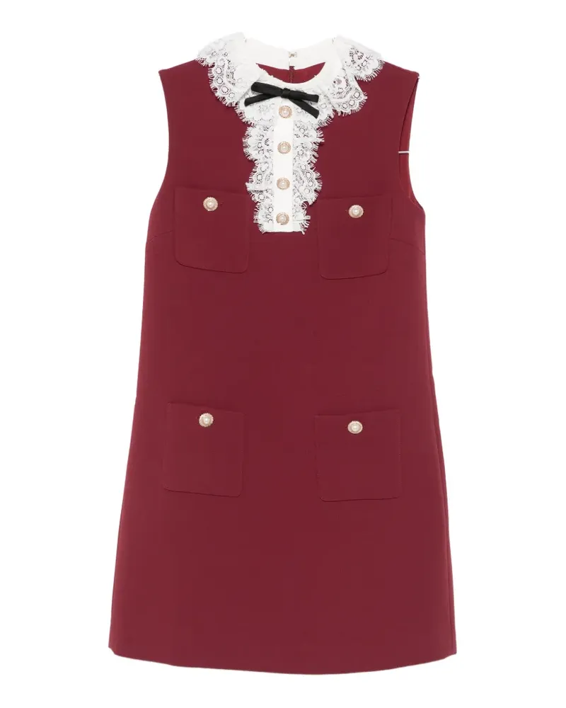 Self-Portrait lace-trimmed bow-detail dress - Rot Rot