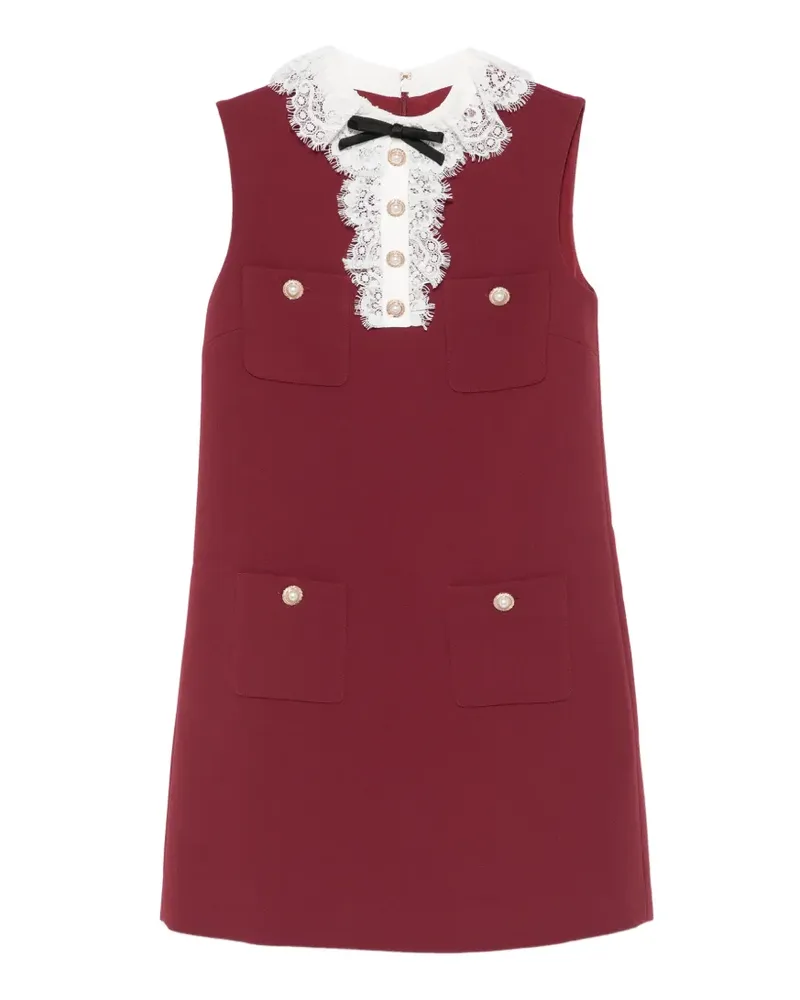 Self-Portrait lace-trimmed bow-detail dress - Rot Rot