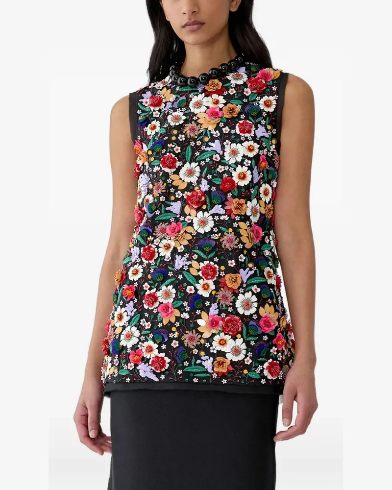 Carolina Herrera New York Cropped-Top mit Blumenstickerei - Schwarz Schwarz