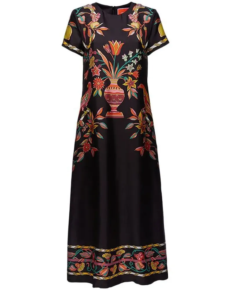 La DoubleJ Midikleid mit grafischem Print - Schwarz Schwarz