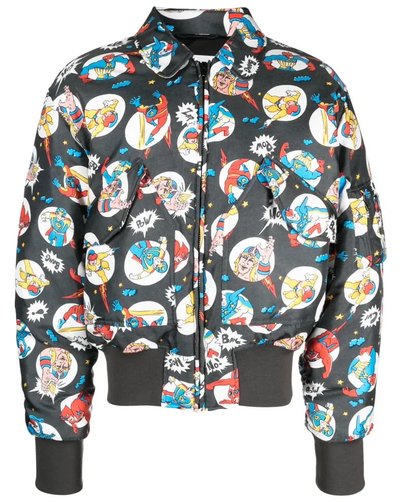 Moschino Bomberjacke mit grafischem Print - Grau Grau