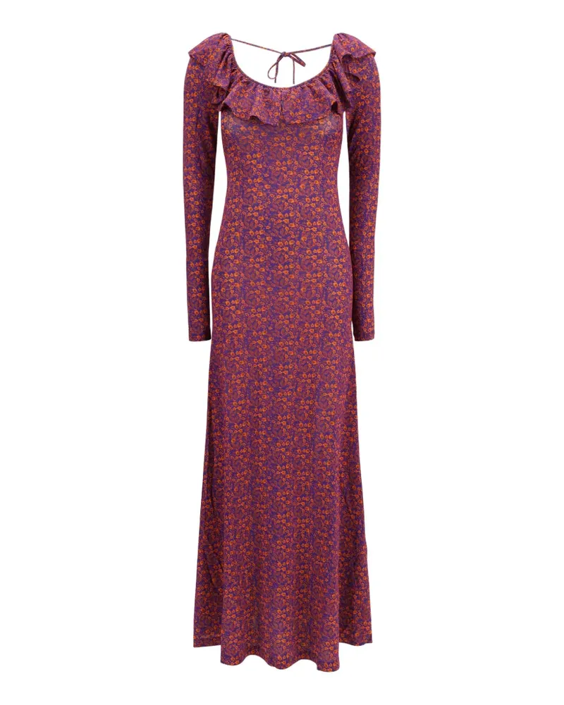 Kristina Ti floral-print ruffled-collar maxi dress - Violett Violett