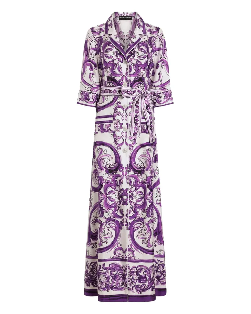 Dolce & Gabbana Maxikleid mit Majolica-Print - Violett Violett