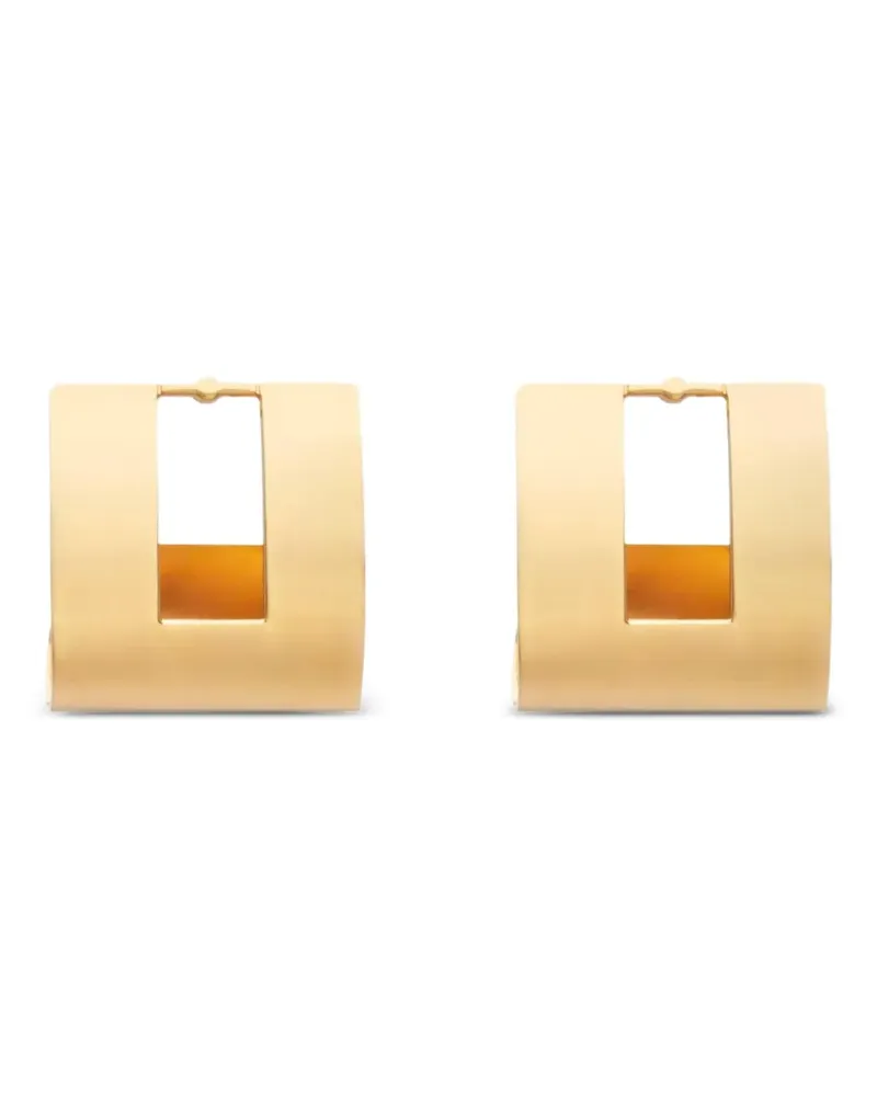 Elisabetta Franchi Geschwungene Ohrringe mit Logo - Gold Gold