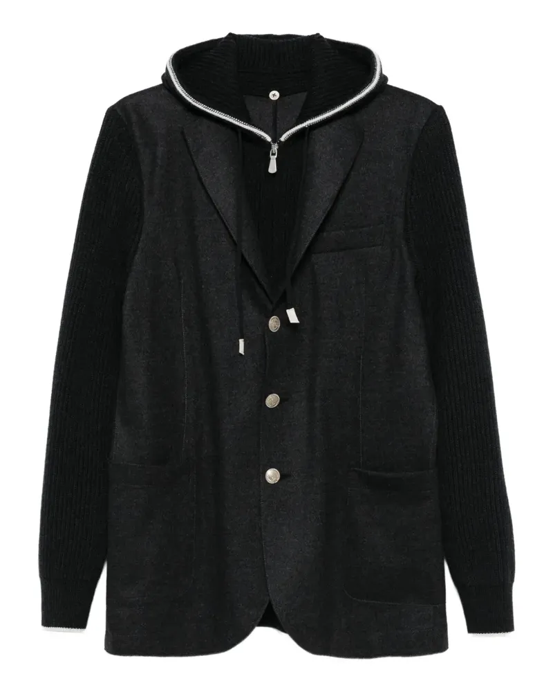Eleventy Kapuzenjacke mit gestrickten Ärmeln - Grau Grau