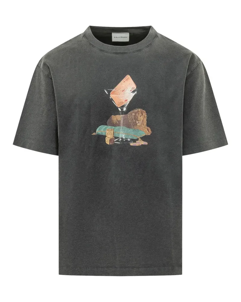 Drôle de Monsieur Glass Lion graphic-print T-shirt - Grau Grau