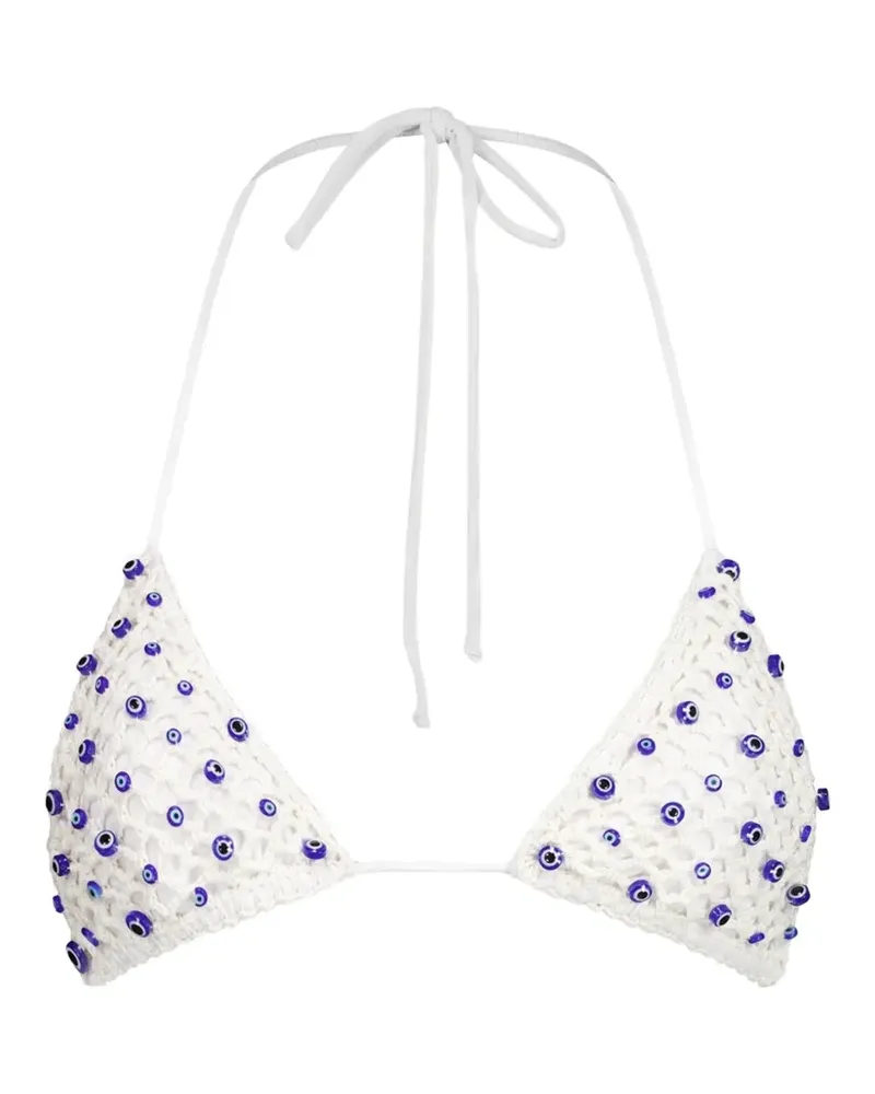 Leslie Amon Evil Eye crochet bikini top - Weiß Weiß