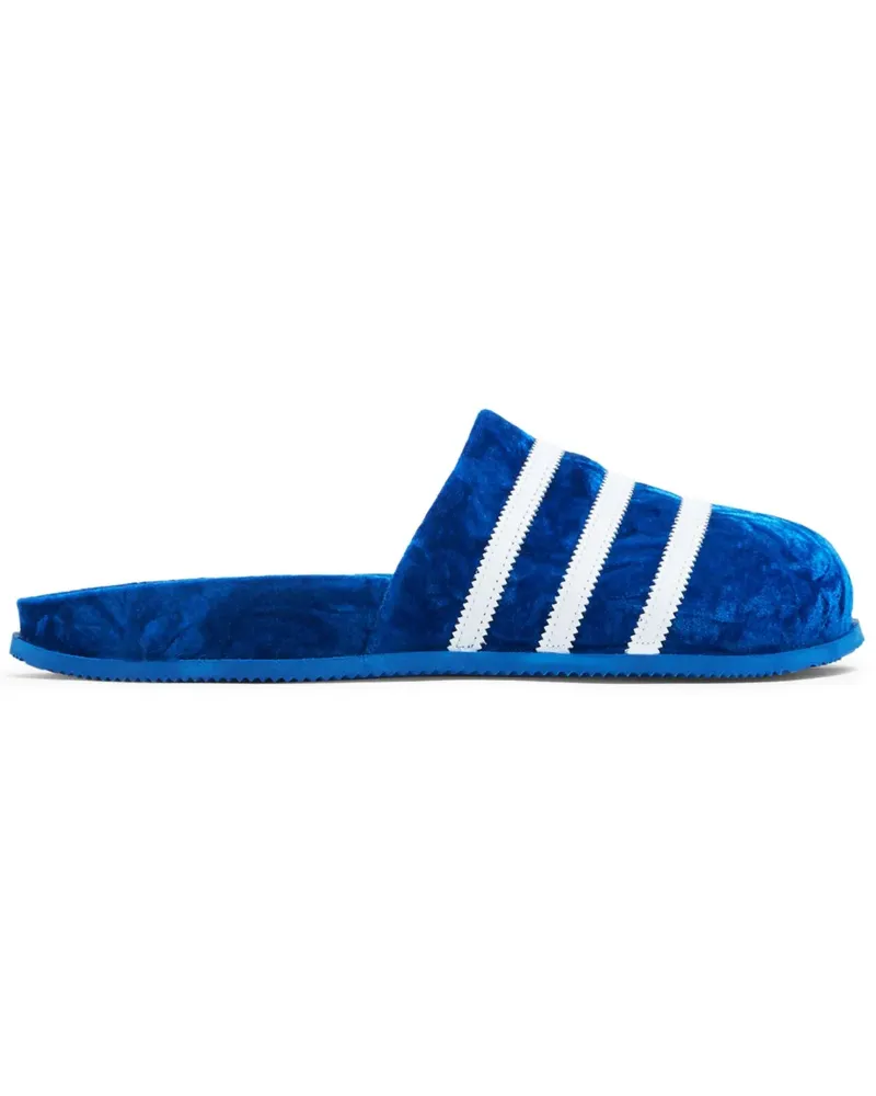 adidas Pantoletten aus Samt - Blau Blau