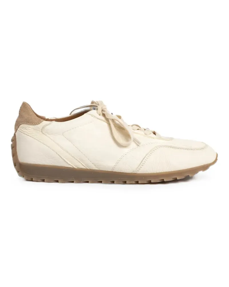 Eleventy leather suede-panel sneakers - Nude Nude