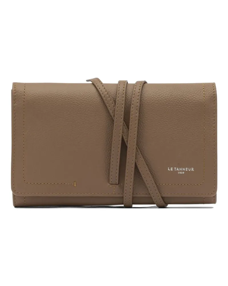 Le Tanneur logo-print wrap-around clutch bag - Nude Nude