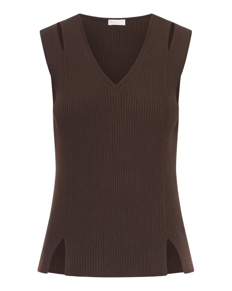 Roberto Collina Smanicato ribbed cut-out top - Braun Braun