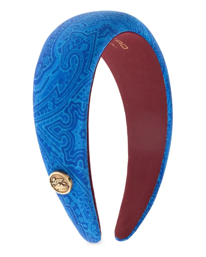 Etro Paisley-Haarreif mit Logo-Schild - Blau Blau