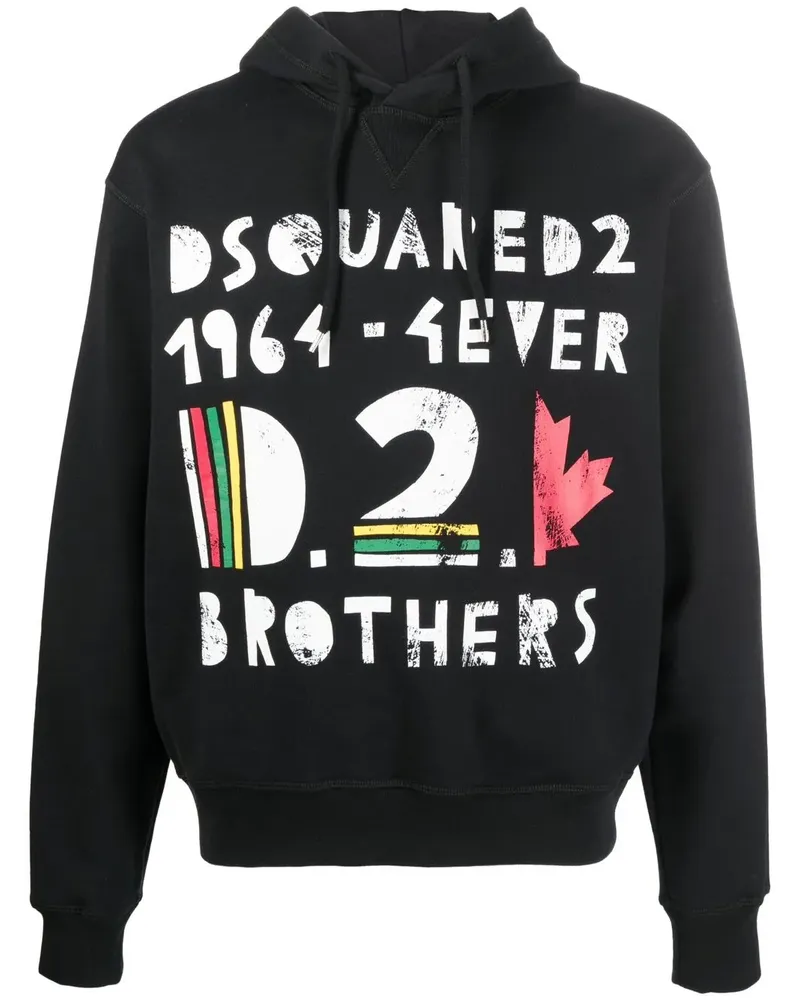Dsquared2 Hoodie mit grafischem Print - Schwarz Schwarz