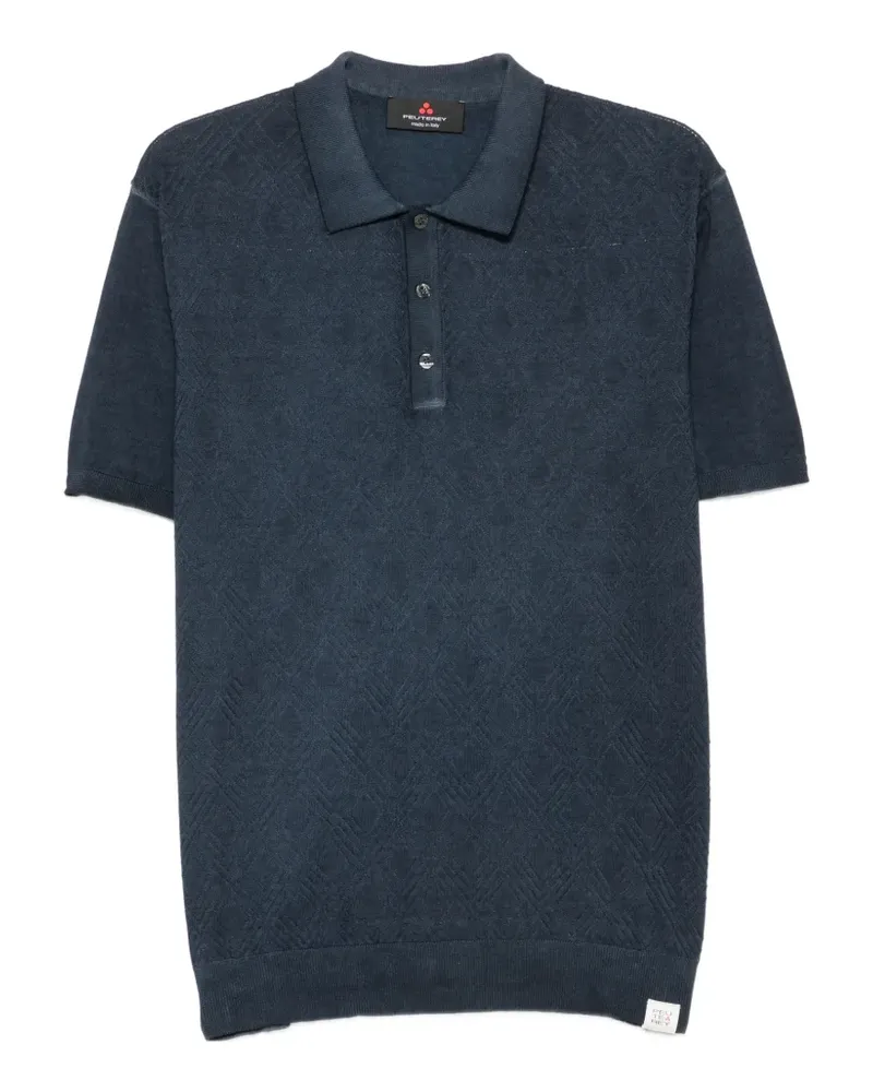 Peuterey diamond-knit short-sleeve polo shirt - Blau Blau