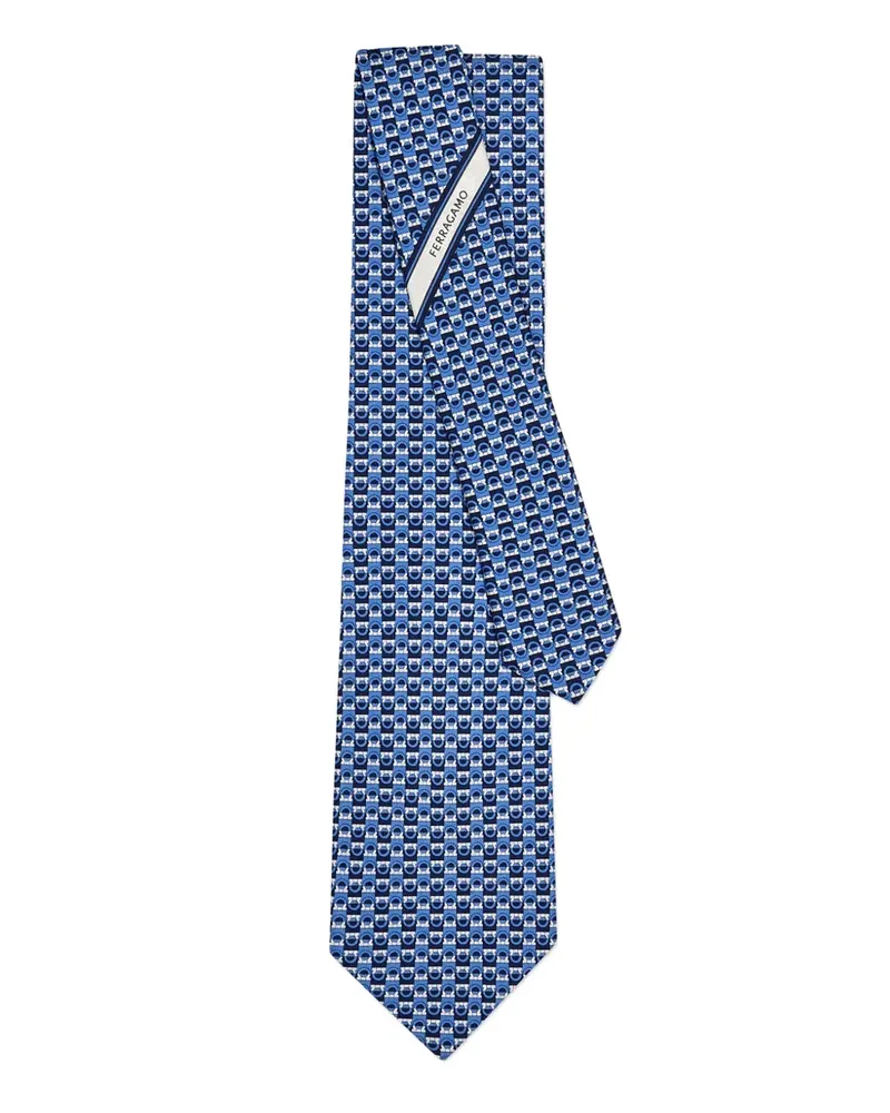 Ferragamo geometric silk tie - Blau Blau