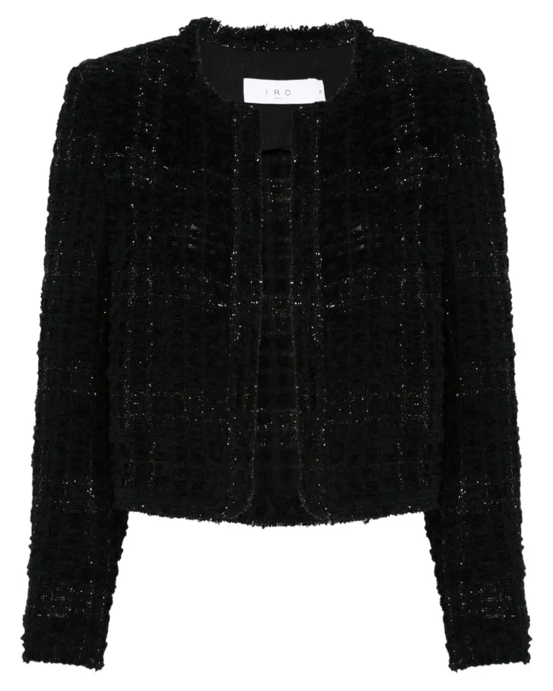 IRO Sonesta Cropped-Jacke aus Tweed Schwarz