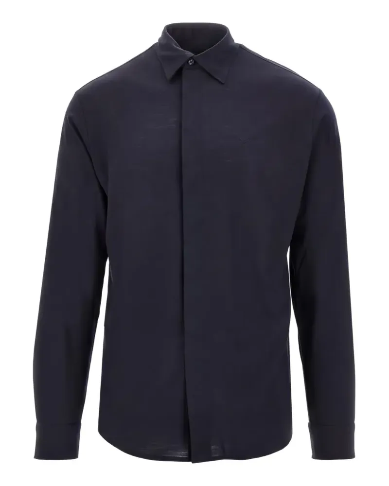 Emporio Armani Hemd mit verdecktem Verschluss - Blau Blau
