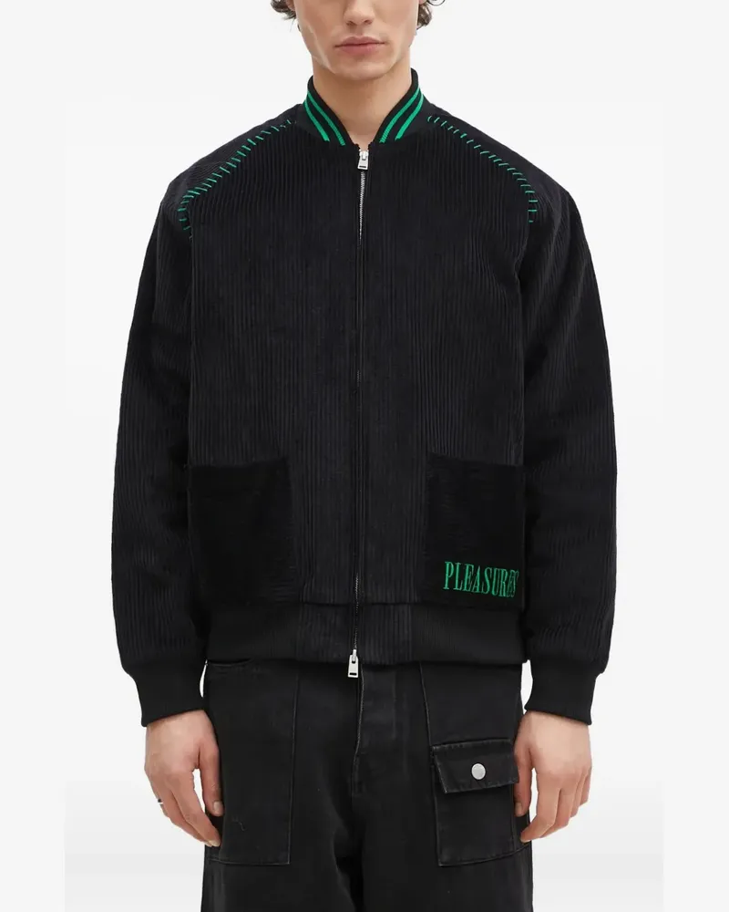 PLEASURES Bomberjacke aus Cord mit gerippten Einsätzen - Schwarz Schwarz