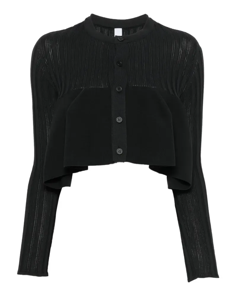 CFCL Gerippter Pottery Bust Flare Cardigan mit Schößchen - Schwarz Schwarz