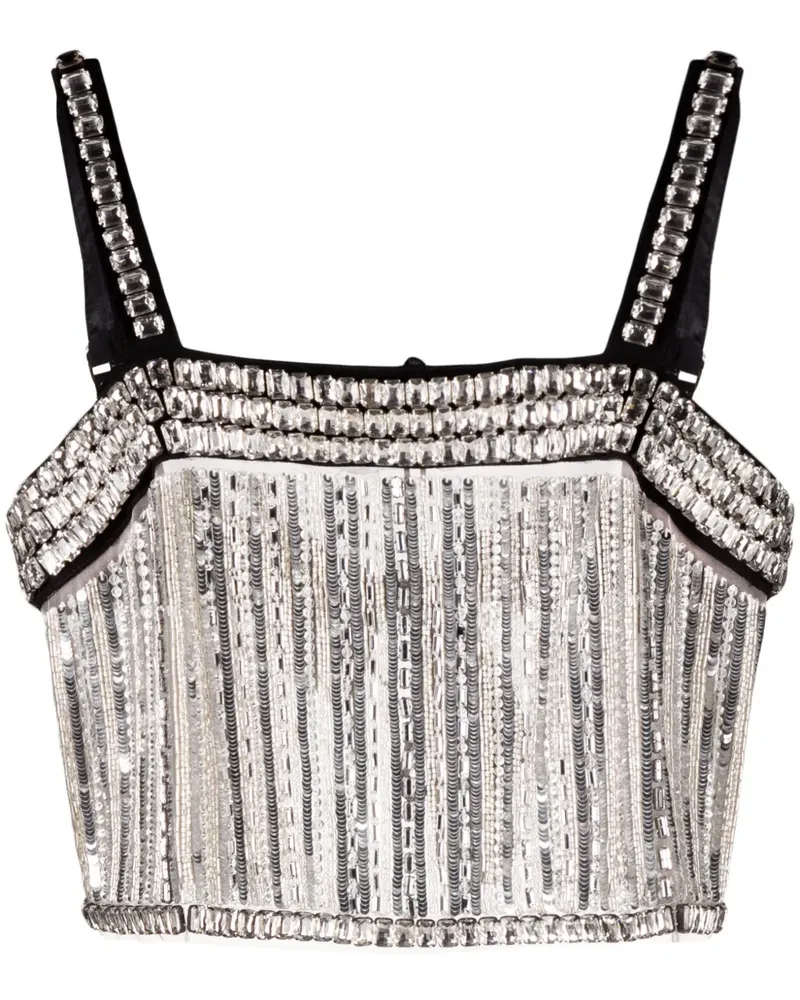 Elisabetta Franchi Kristallverziertes Top - Silber Silber