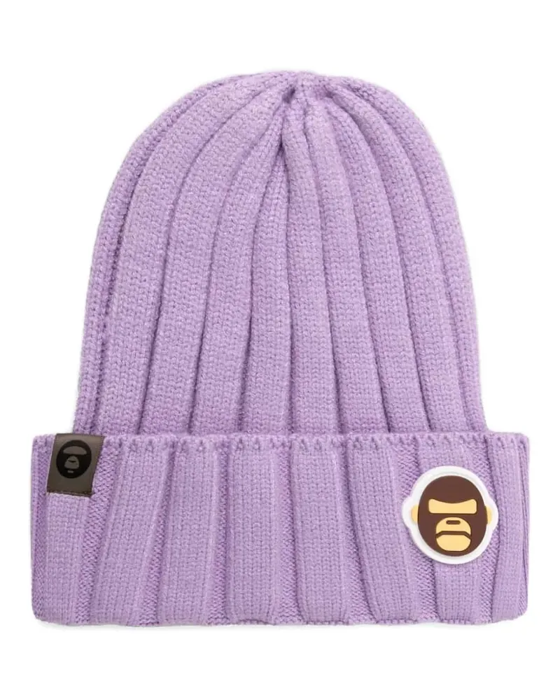 BAPE Gerippte Aldo Beanie mit Logo - Violett Violett