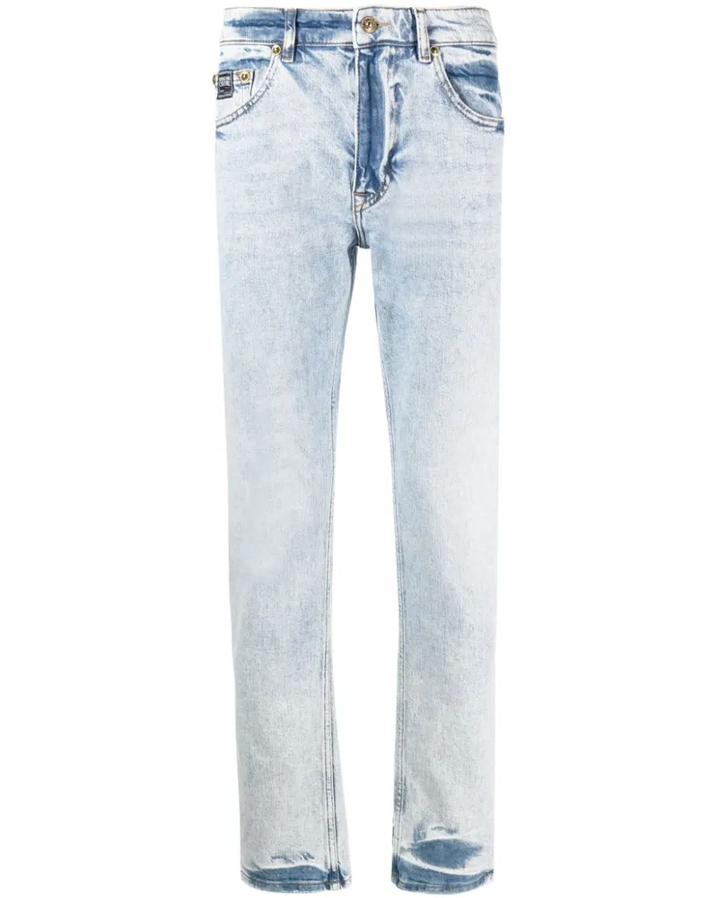 Versace Jeans Halbhohe Straight-Leg-Jeans Blau