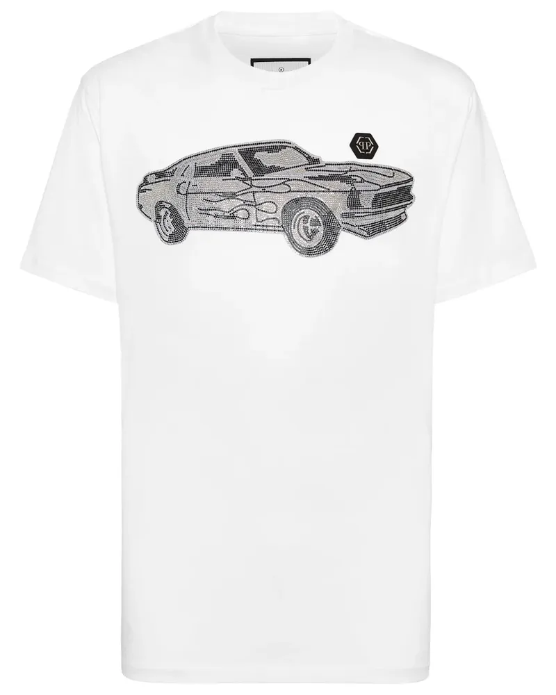 Philipp Plein Strass Cars Racing T-Shirt - Weiß Weiß