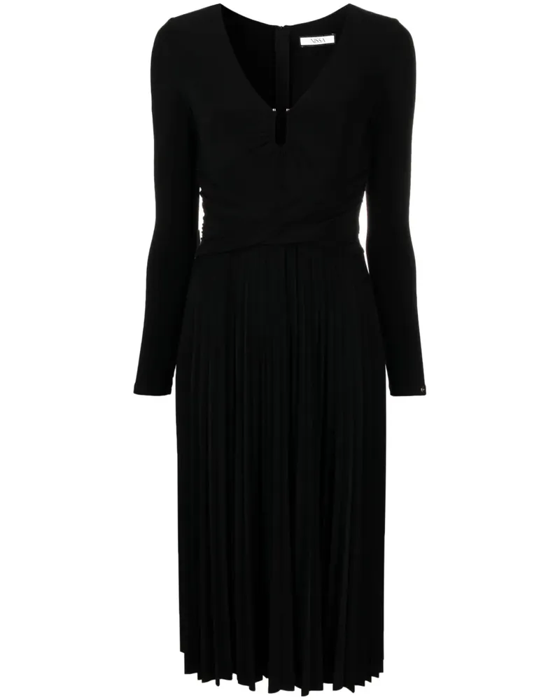 NISSA Midikleid mit Falten - Schwarz Schwarz