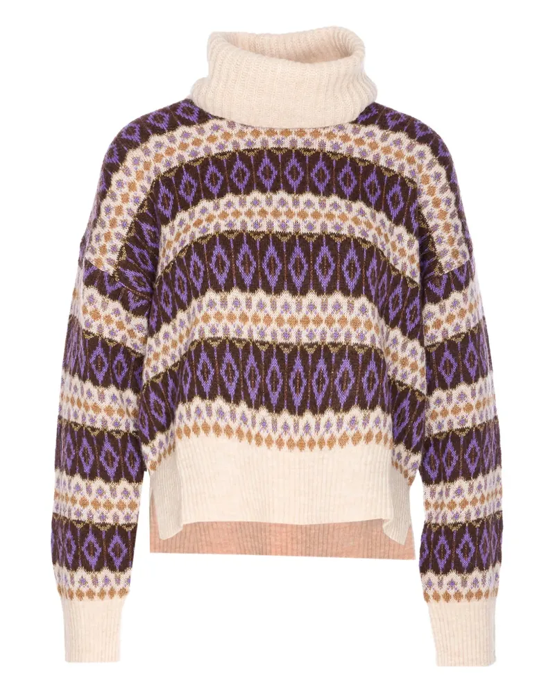 Liu Jo Gemusterter Pullover mit Stehkragen - Nude Nude
