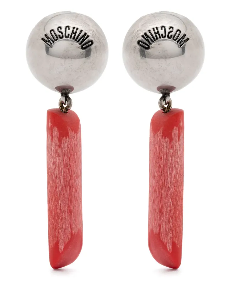 Moschino Ohrclips mit Logo-Gravur - Silber Silber