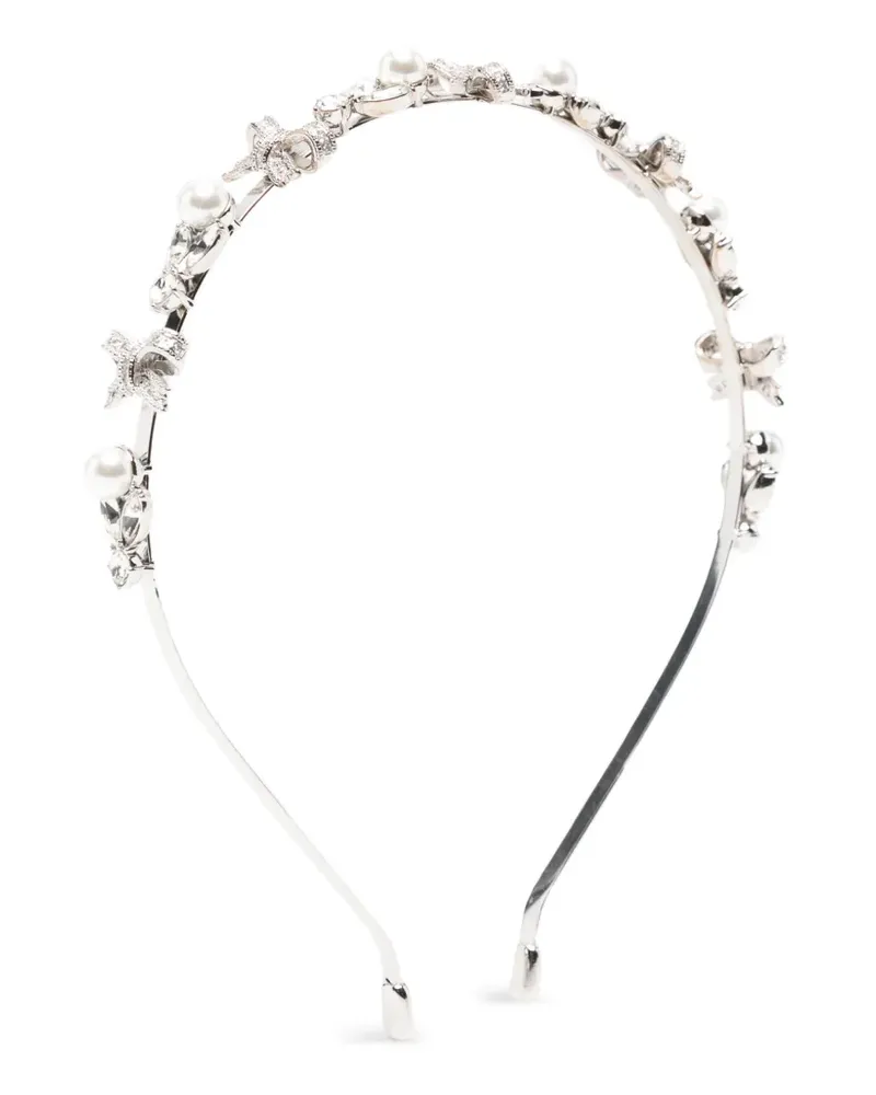 Self-Portrait bow-detail crystal-embellished headband - Silber Silber