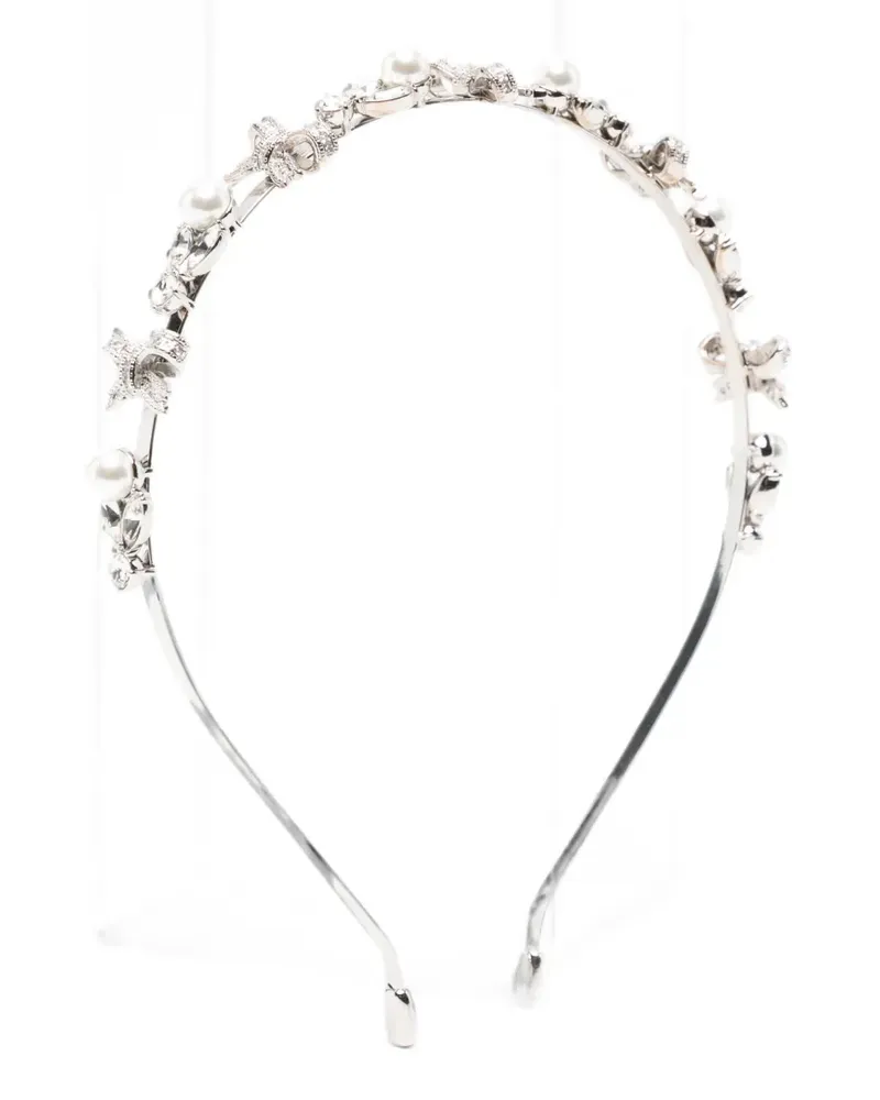 Self-Portrait bow-detail crystal-embellished headband - Silber Silber