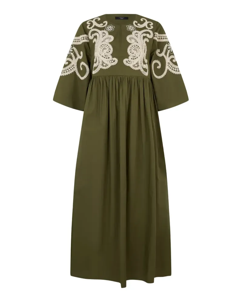 Max Mara Tilde embroidered gathered-waist maxi dress - Grün Grün