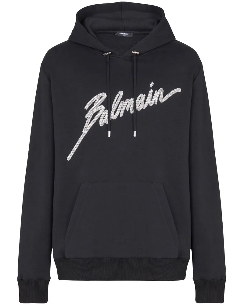 Balmain Hoodie mit Kristallverzierung - Schwarz Schwarz