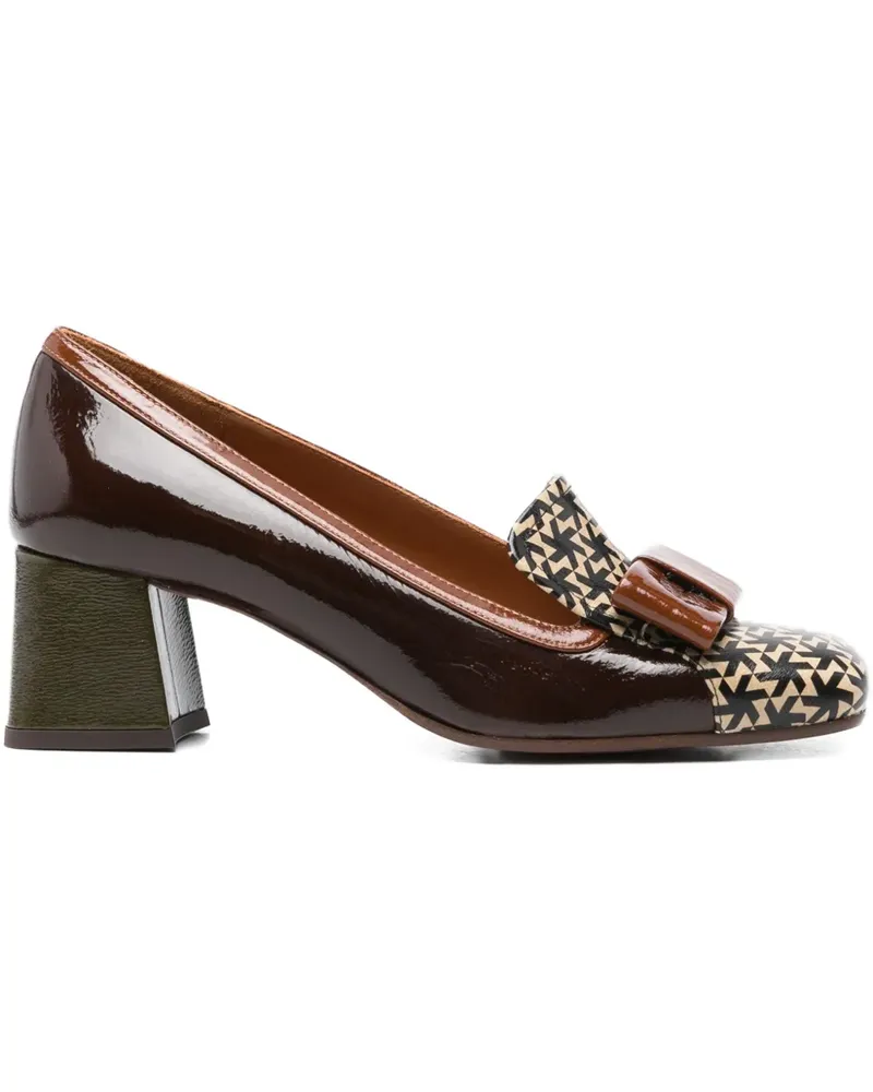 Chie Mihara Geometrisch gemusterte Pumps mit Blockabsatz 50mm - Braun Braun
