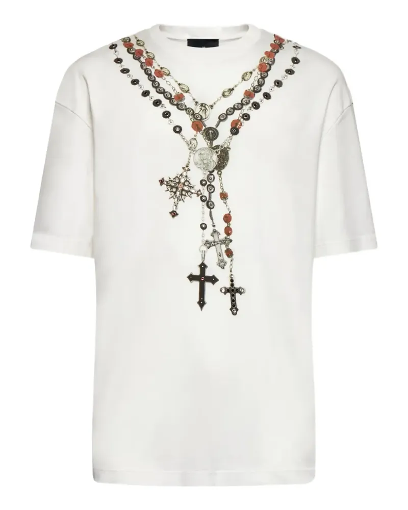 John Richmond T-Shirt mit Kreuz-Print - Weiß Weiß