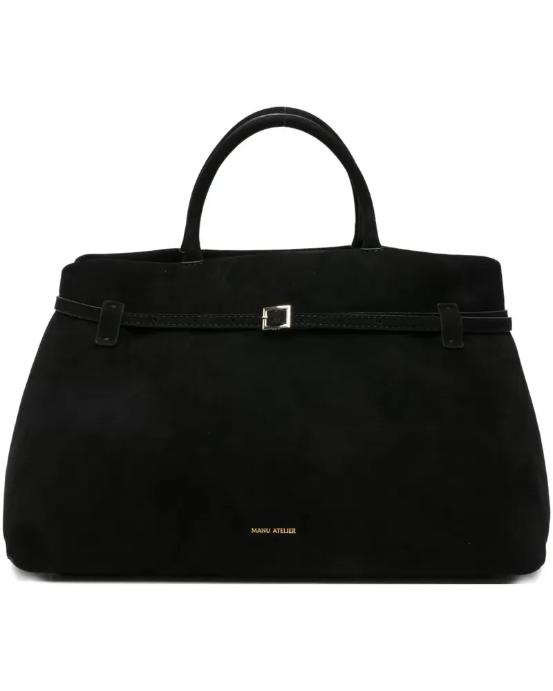 Manu Atelier Le Cambon Tote Bag aus Wildleder 35cm - Schwarz Schwarz