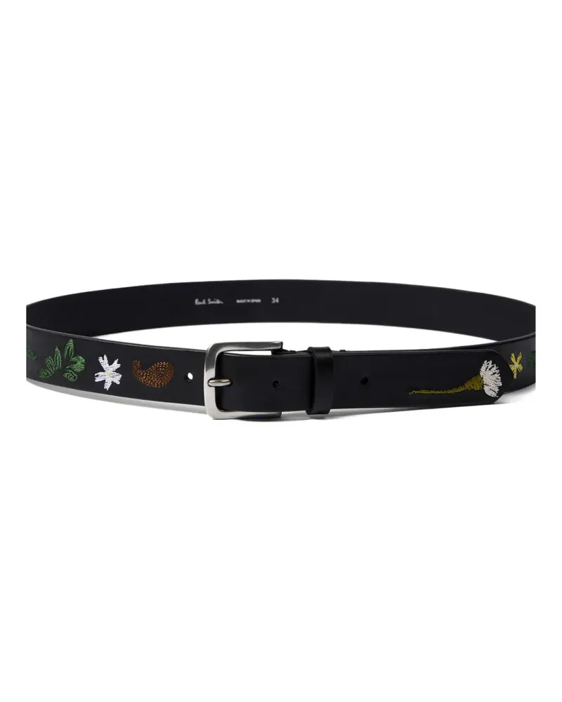 Paul Smith Gürtel mit Blumenstickerei - Schwarz Schwarz