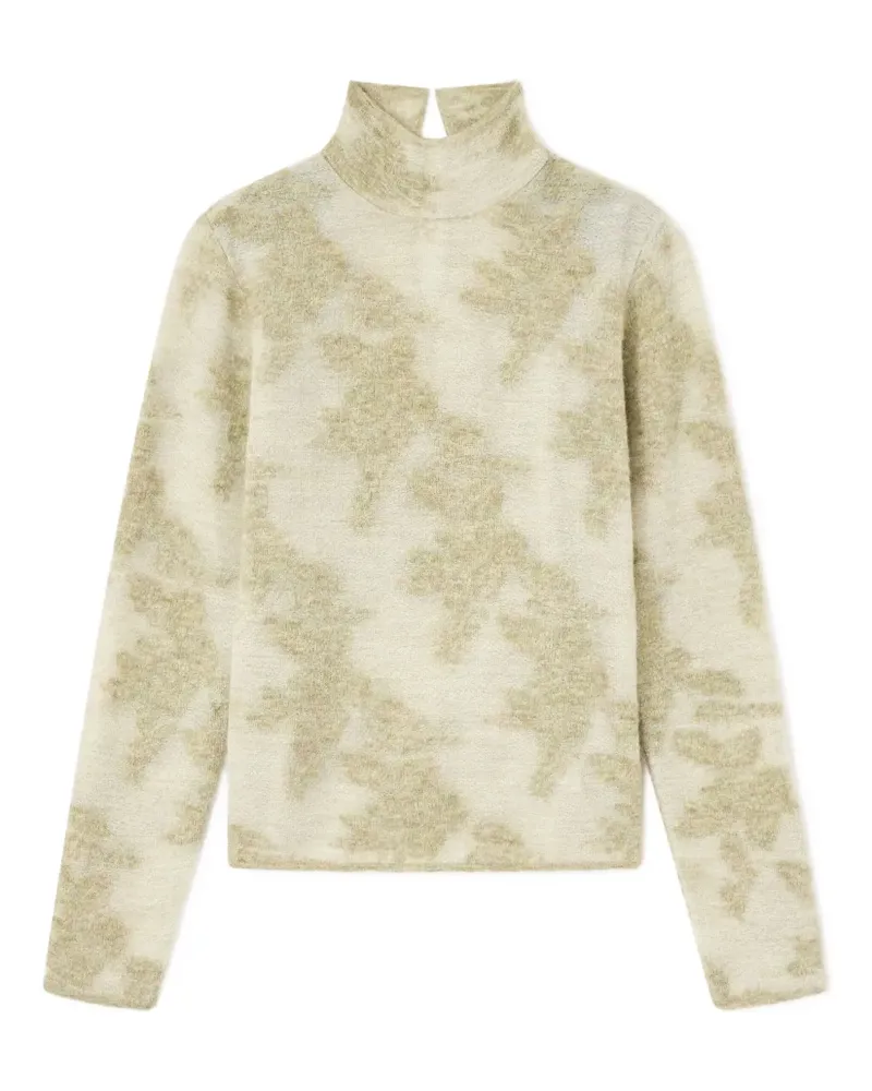 Ganni Stehkragen-Pullover aus Blumen-Jacquard - Grün Grün