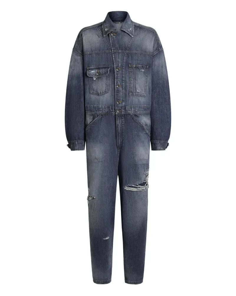 Dolce & Gabbana Jeans-Jumpsuit im Distressed-Look - Blau Blau