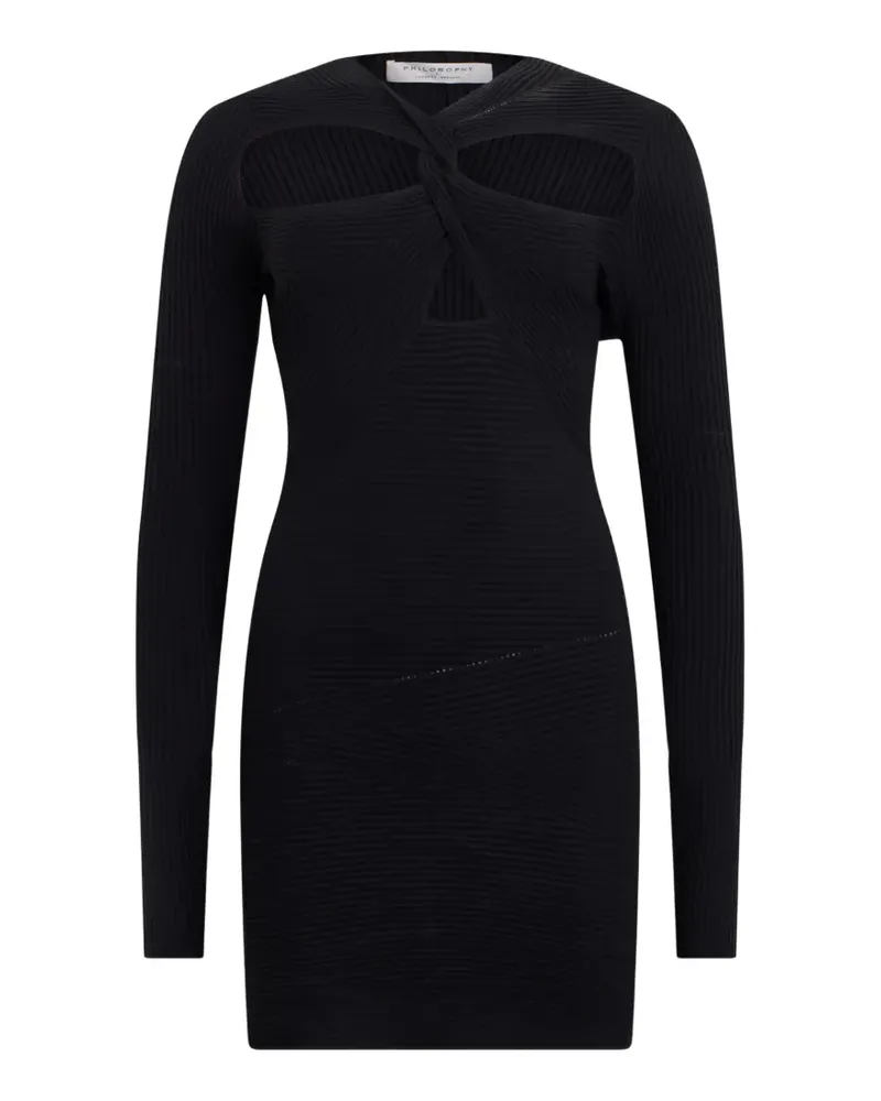 Philosophy Di Lorenzo Serafini Geripptes Minikleid - Schwarz Schwarz